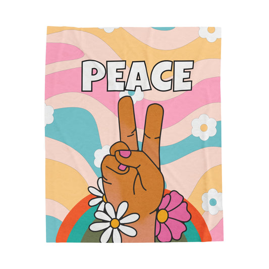 Peace Sign Blanket |Velveteen Plush Blanket| 50 x 60